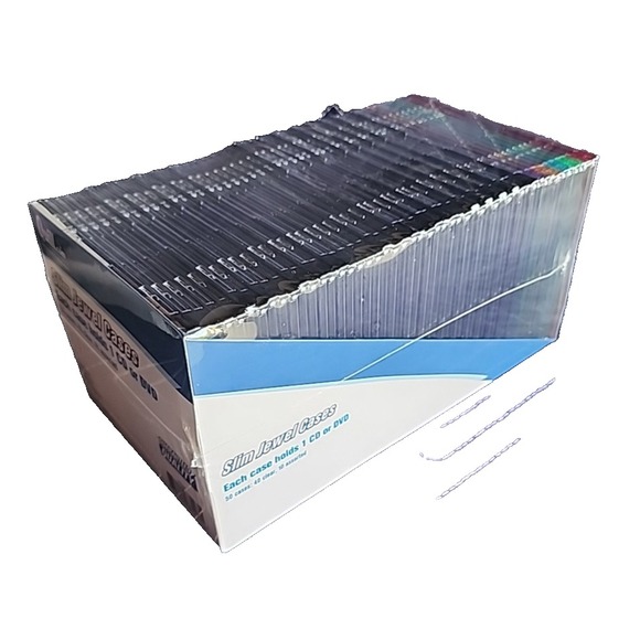 NEW Quill 5mm Slim Jewel Cases 50 Pack CD DVD Black/Clear Color Plastic Storage - Picture 5 of 10